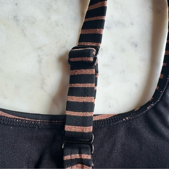 Xhilaration Orange and Black Metallic Striped Bikini Cut Out Top Size Small - Picture 6 of 8